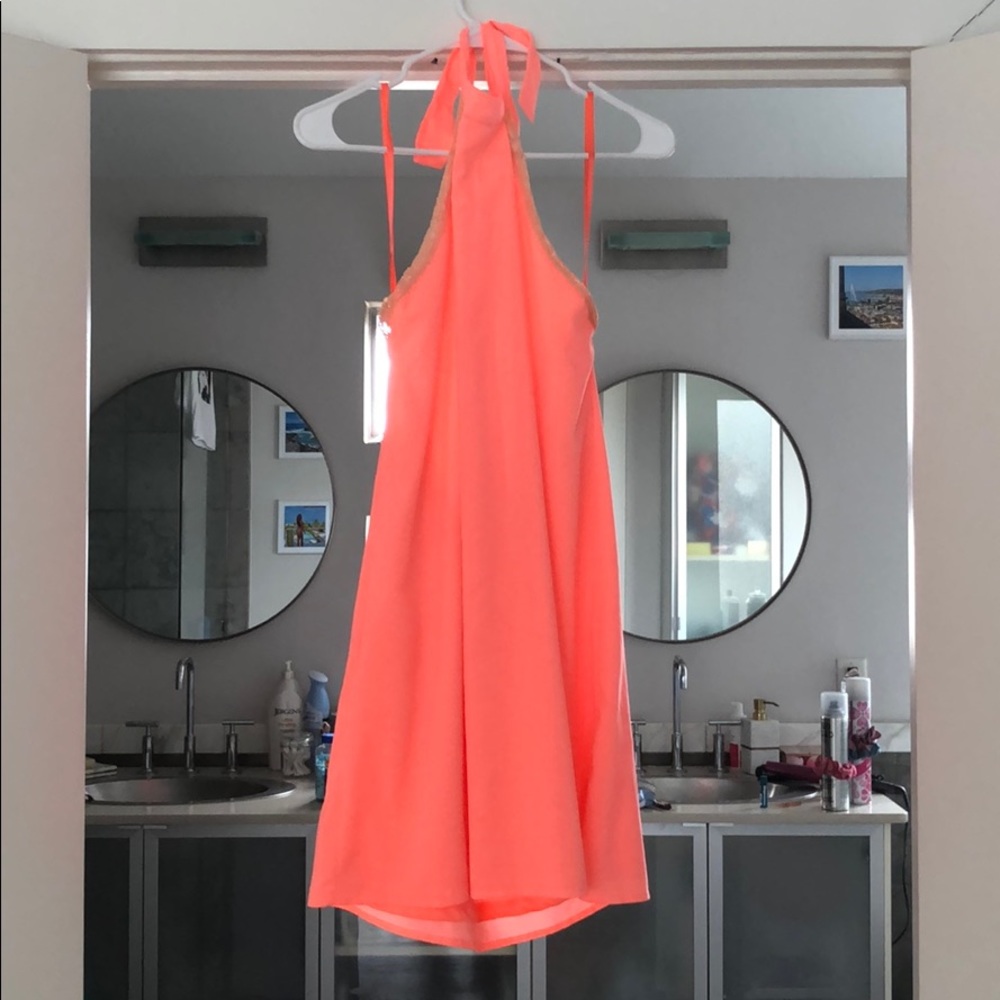 Coral Pink Halter Dress